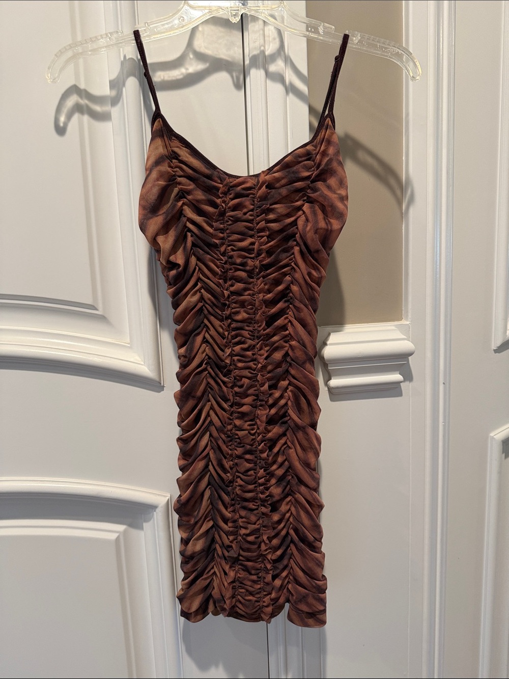 Urban Outfitters Brown Ruched Mini Slip Dress